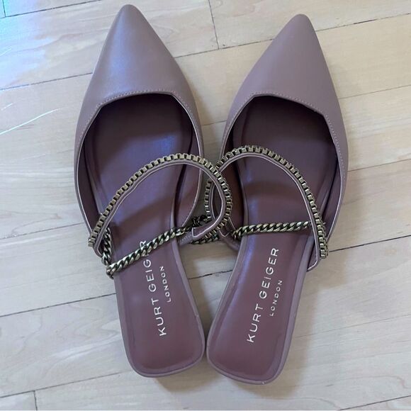 KURT GEIGER Polly Pointed Toe Leather Mule - Light/ Pastel Tan Brown 38.5 - Picture 2 of 9